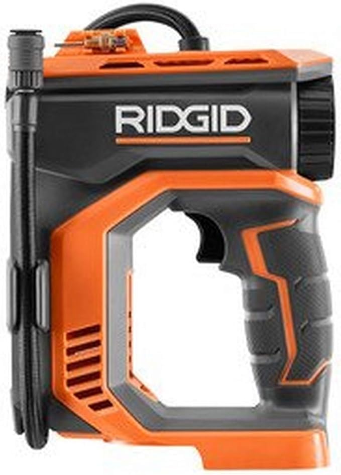 RIDGID 18V Digital Inflator - Battery & Charger Sold Separately - 150 PSI, 150 L/min, 20" Hose - Orange - Automatic, Battery Powered - Air Pump (Renewed)
