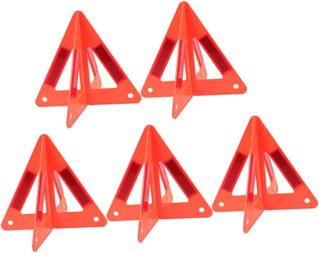 5pcs Reflective Road Safety Triangle Warning Signs for Vehicles