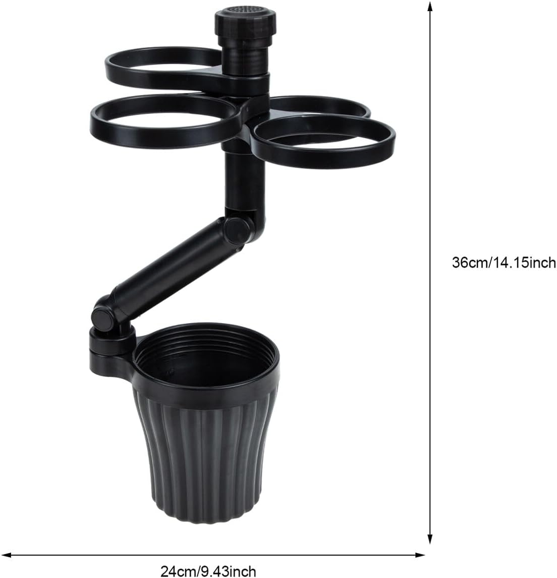 Car Cup Holder Expander Black 360 Degree Rotating Adjustable