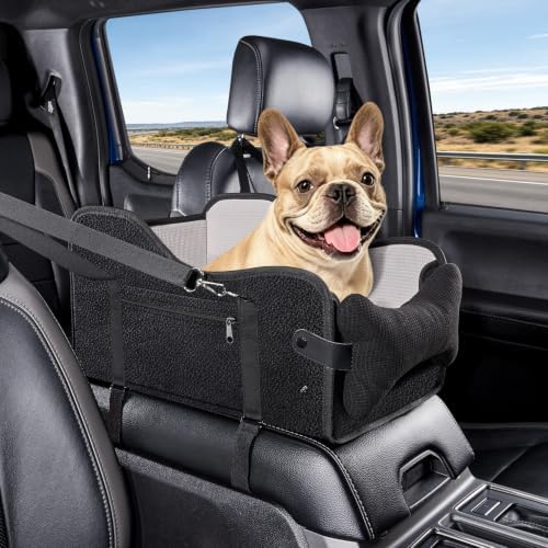 Center Console Dog Car Seat,Dog Car Seats for Small Dogs with Soft Mattress,Pet Puppy Cars Seat (Black, Medium)