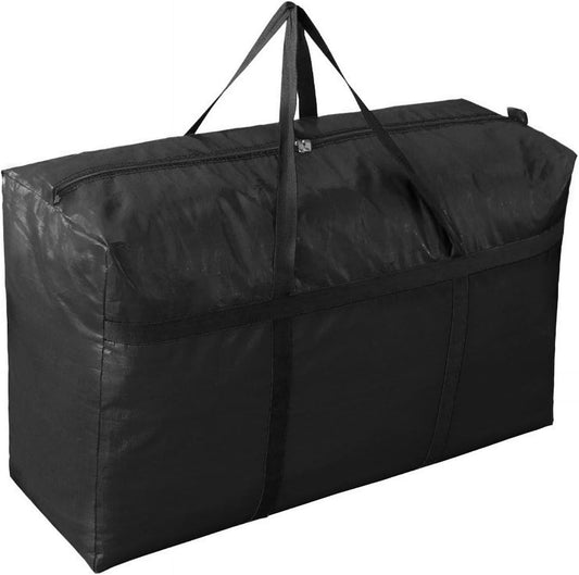 Extra-large Tarp Storage Bag (Black, 45Gal/170L) | Double Zipper, Moisture Resistant and Dustproof, Lightweight Foldable for Moving, Travel, Camping, and Seasonal Organization