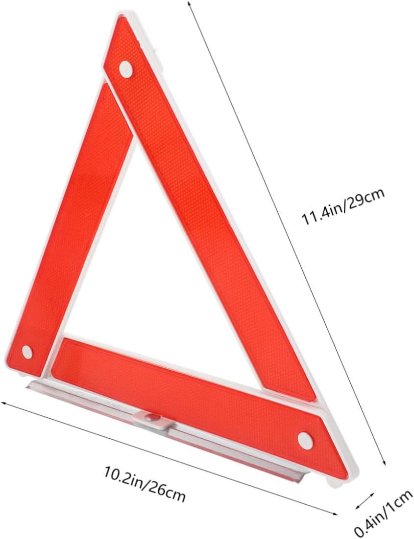 Warning Triangle for Vehicles Portable Red Plastic Metal Roadside Safety