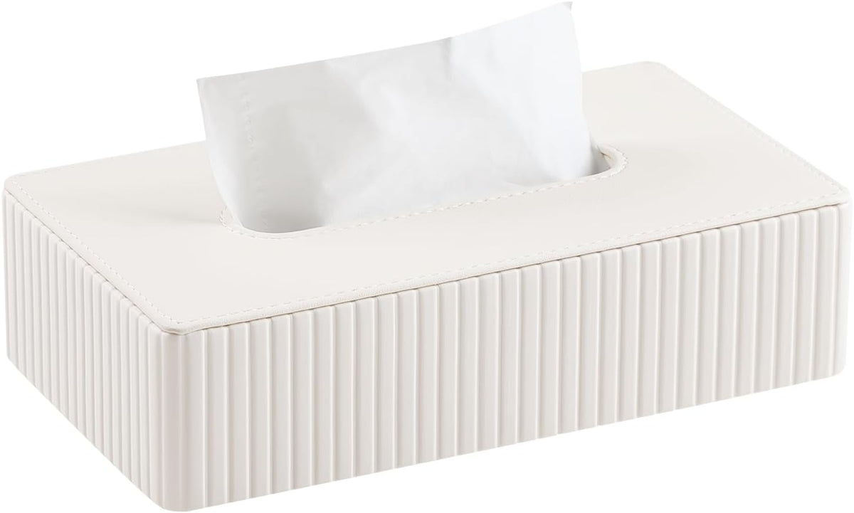 Short Tissue Box Cover, Rectangle Tissue Box Holder, Cream