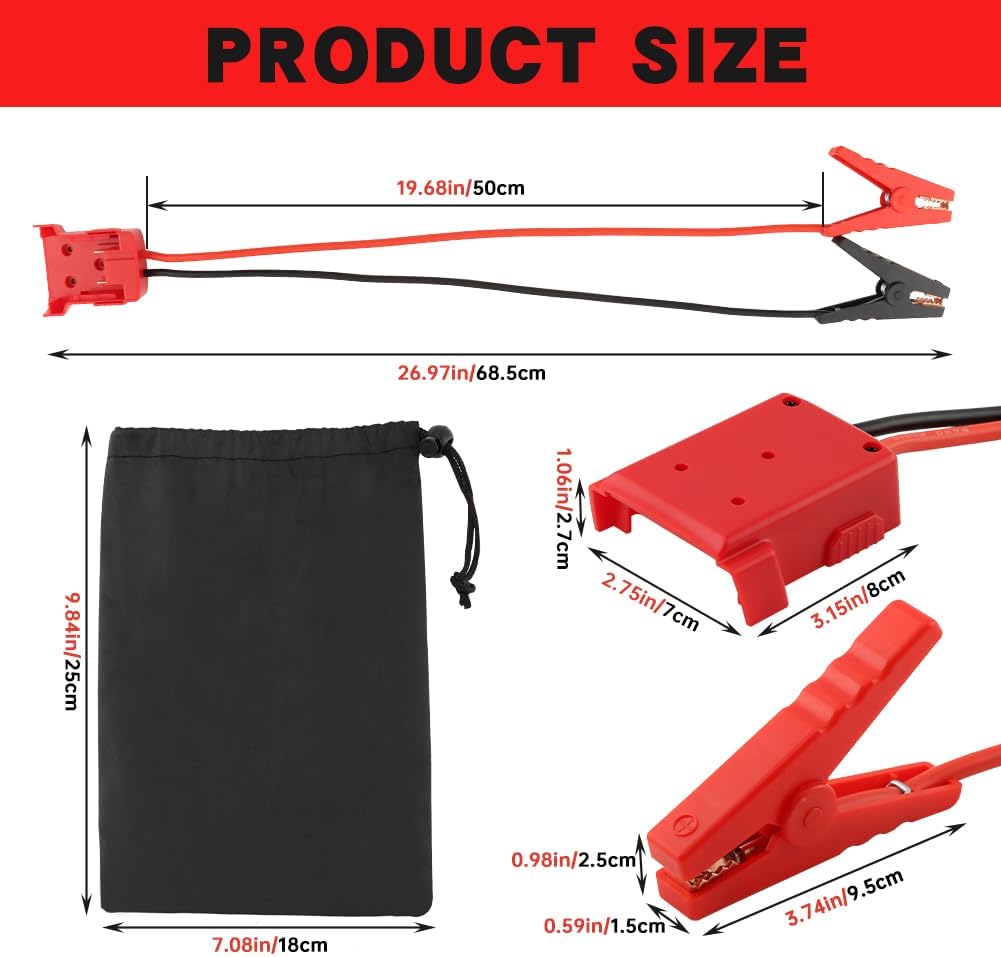 Jumper Cables with Adapter Compatible with Milwaukee M18 Battery