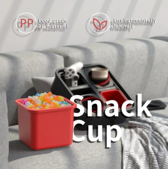 2 Pack Couch KIT SELF Balancing Console Outdoor Indoor Cup Holder Original Tray - Drinks & Snacks Sofa Caddy, Table with Storage and Organizer - for Living Rooms, RV, and Cars, Black, for Gift