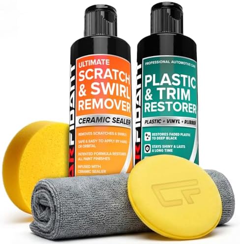 Carfidant Scratch & Swirl Remover Kit with Trim & Plastic Restorer - Car Detailing Kit
