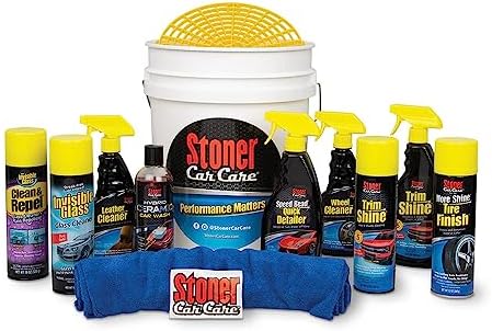 Stoner Car Care 99049 15-Piece Performance Essentials Complete Car Detailing Kit with Invisible Glass Cleaner, Microfiber Cloths, 5-Gallon Bucket, Wheel Cleaner and More Gift for Vehicle Enthusiasts