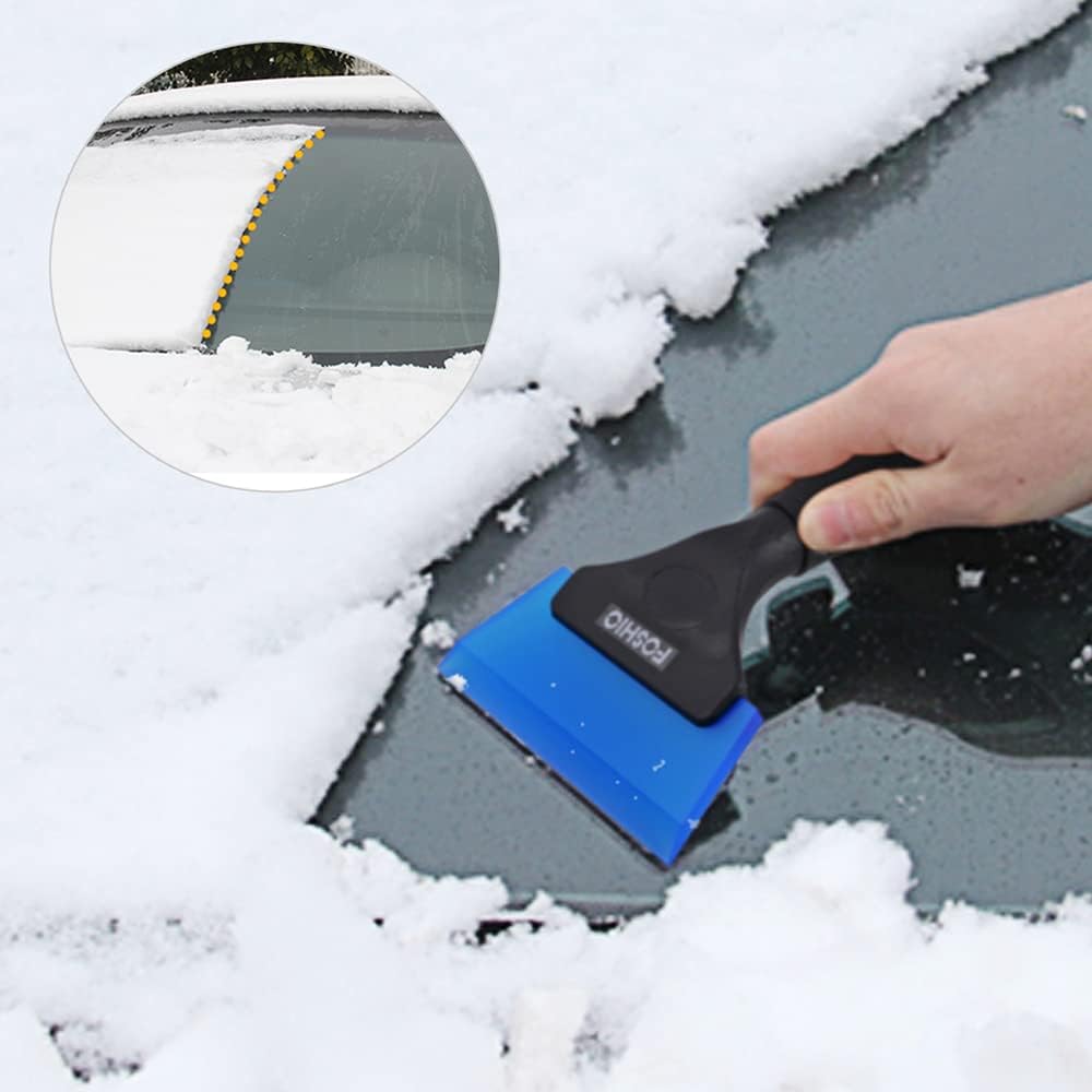 FOSHIO Small Squeegee with 5 Inch Dark Blue & Green Rubber Blade Mini Wiper Window Tinting Tools for Mirror Glass Window Cleaner with Non-Slip Handle, 2 Pack