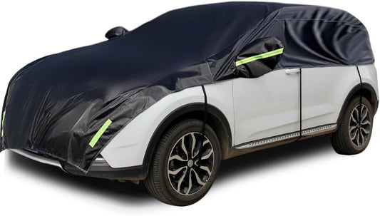 Half Car Cover All Weather Car Body Cover for All Season Sunshade Cover Snow Cover Waterproof 420D Oxford Fabric (Fit SUV)
