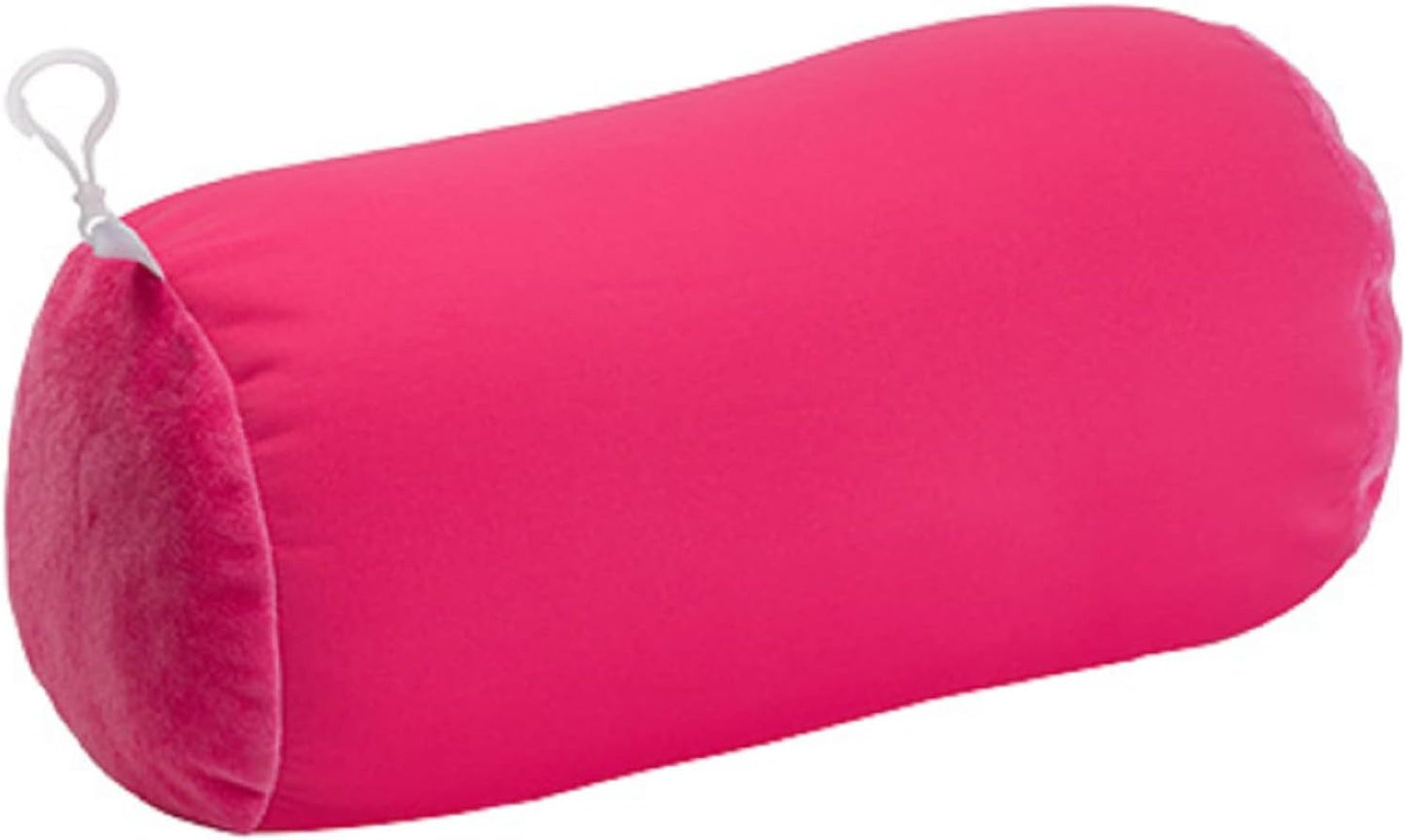 Wolf Essentials Microbead Bolster Tube Travel Pillow - Compact Neck Roll Pillow for Airplane, Car, or Home - Soft Lumbar Support Pillow - Pink