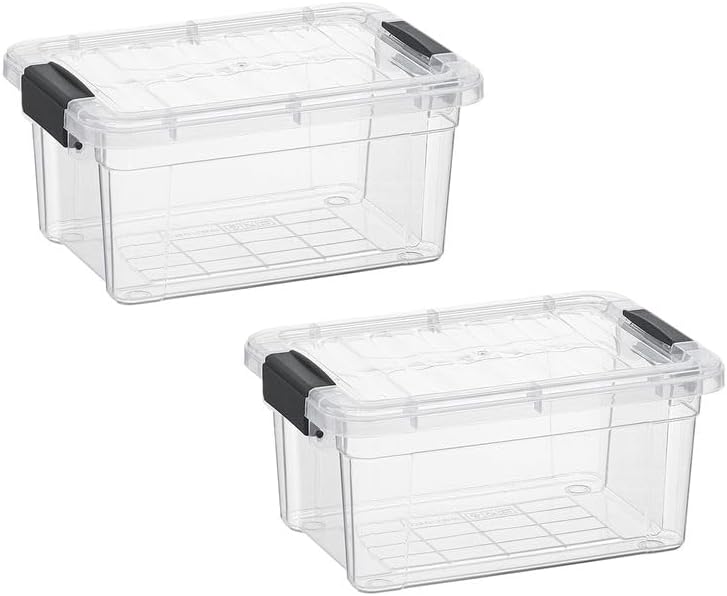 Superio Storage Bins with Lids- 2 Pack, 1.85 Qt Clear Boxes for Organizing, Stackable Plastic Containers- BPA Free, Non-Toxic, Odor Free, Organizer for Home, Office, Dorm