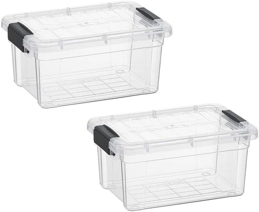 Superio Storage Bins with Lids- 2 Pack, 1.85 Qt Clear Boxes for Organizing, Stackable Plastic Containers- BPA Free, Non-Toxic, Odor Free, Organizer for Home, Office, Dorm