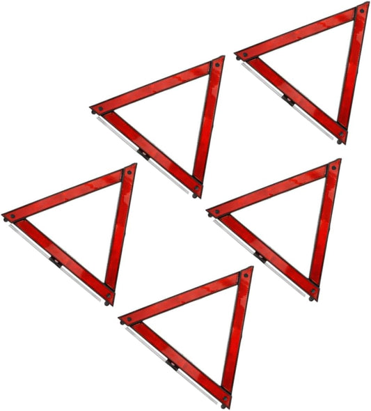 Zerodeko 5pcs Foldable Reflective Warning Triangles Essential Emergency Tool for Roadside Safety Compact Design for Vehicles and Trucks Enhanced Night Visibility
