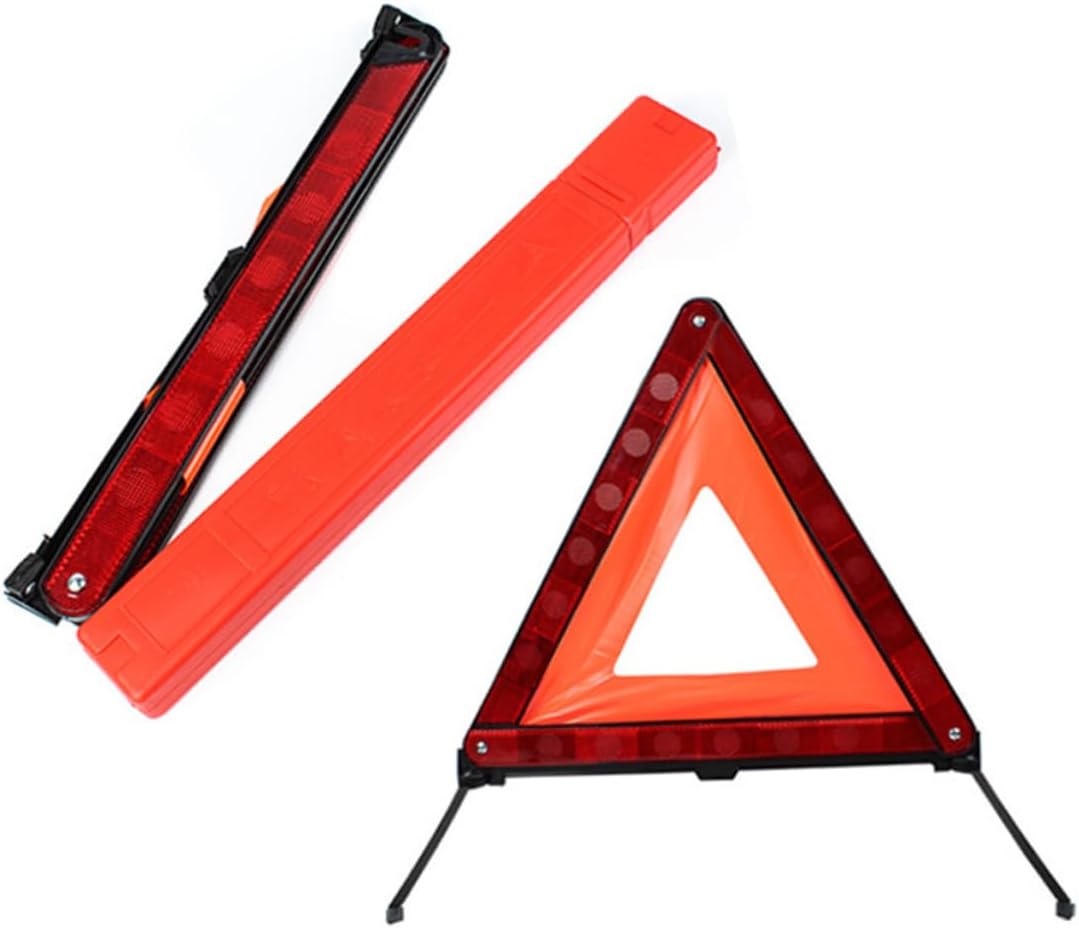 2Pcs Red Plastic Triangle Warning Sign for Road Safety Alerts