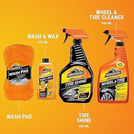 Armor All Premier Car Care Kit, Includes Car Wax & Wash Kit, Glass Cleaner, Car Air Freshener, Tire & Wheel Cleaner, 8 Pieces Protectant, Glass and Cleaning Wipes, 30 Count Each (Pack of 3)