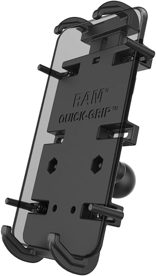 RAM Mounts Quick-Grip XL Phone Holder with B Size 1″ Ball Diamond Base, Universal Large Smartphone Cradle for RAM Mount Systems RAM-HOL-PD4-238AU