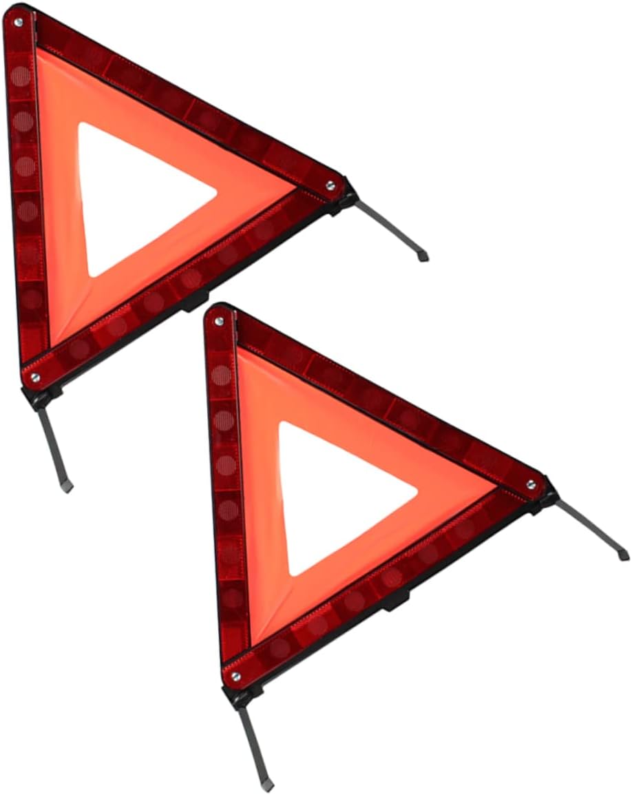 Cabilock 2pcs Reflective Triangle Warning Sign Kit Emergency Roadside Triangle for Vehicles Compact Design for Easy Storage and Quick Setup Essential Safety Accessory for Roadside