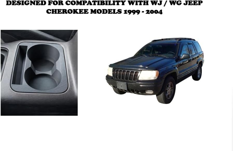 Cup Holder Insert for Jeep Grand Cherokee WJ/WG 1999–2004, Console Replacement with Dual Cup Wells and Phone Holder, Press-Fit Upgrade Organizer