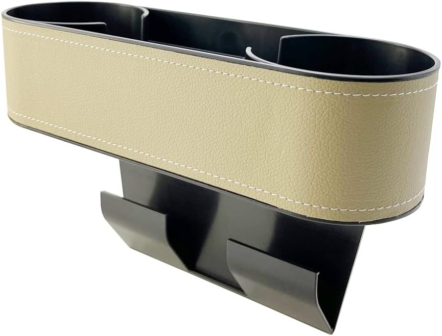 Cup Holder for Car Seat Gap Organizer, Multifunctional Cup Drink Holders with PU Leather Cover,Side Insert Center Console Gap Filler Storage Box for Mug Bottle CellPhones Keys Coffee Coasters grey2
