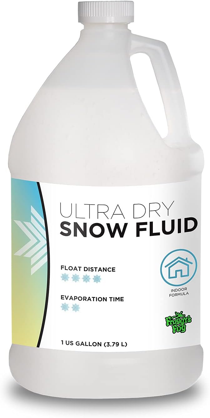 Froggy's Flakes Snow Machine Fluid, Ultra Dry Indoor Formula Snow Fluid with 30-50 Feet Float/Drop, 1 Gallon