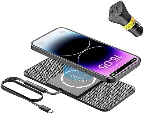 Magnetic Wireless Car Charger Charging pad,POLMXS 15W Fast Wireless Phone Charger car Cell Phone coldless Charging mat Compatible with iphone12/13/14/15 Series airpod (C11L)