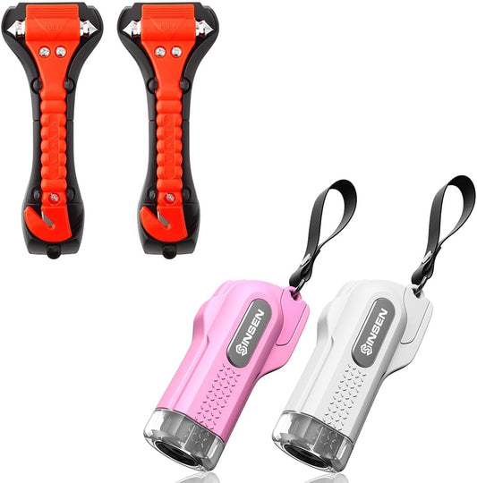 SINSEN Window Breaker Seatbelt Cutter, Portable Emergency Keychain, Car Escape Tool