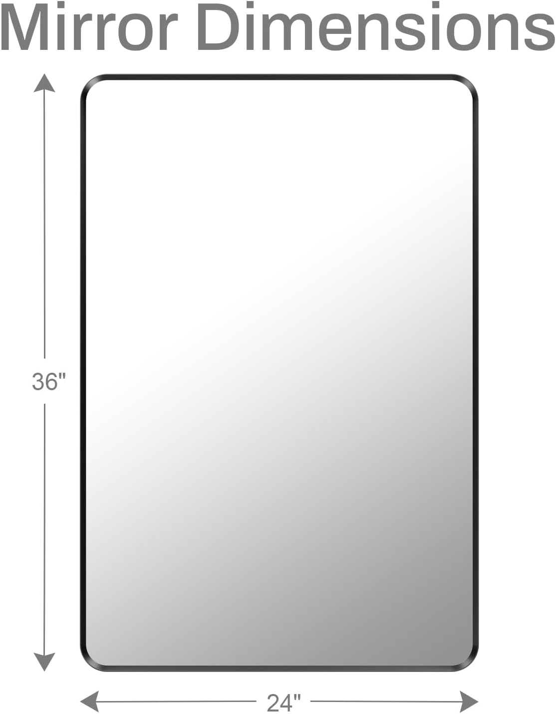 24x36 inch Black Bathroom Mirror, Wall Mount Vanity Mirror