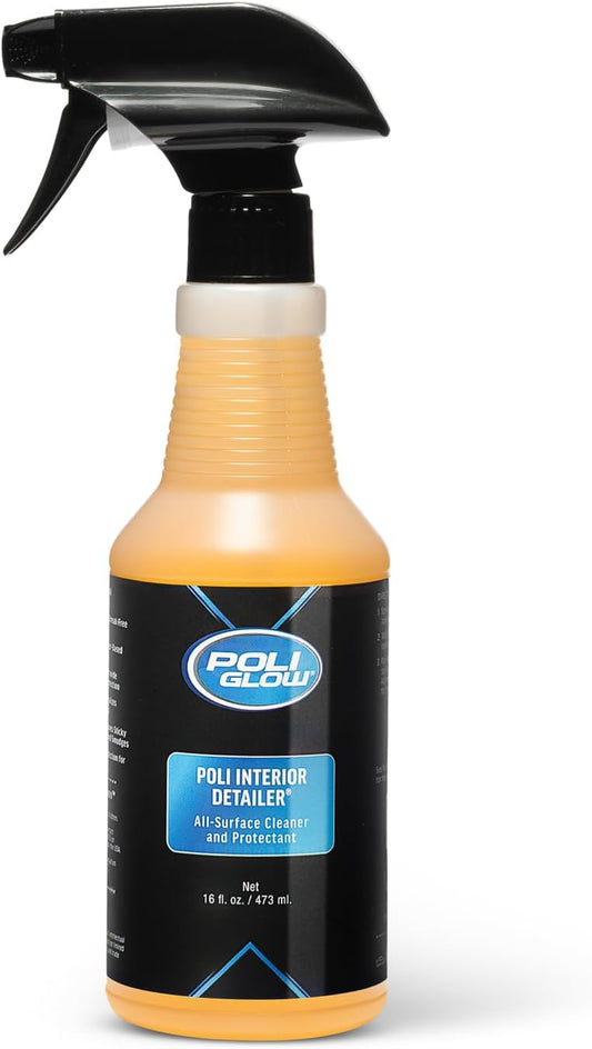 Poli Glow® Interior Detailer – 16 oz All-Surface Cleaner & UV Protectant for Boats, RVs, Cars – Water-Based, Streak-Free, Non-Greasy Interior Spray for Vinyl, Leather, Plastic, Glass & More