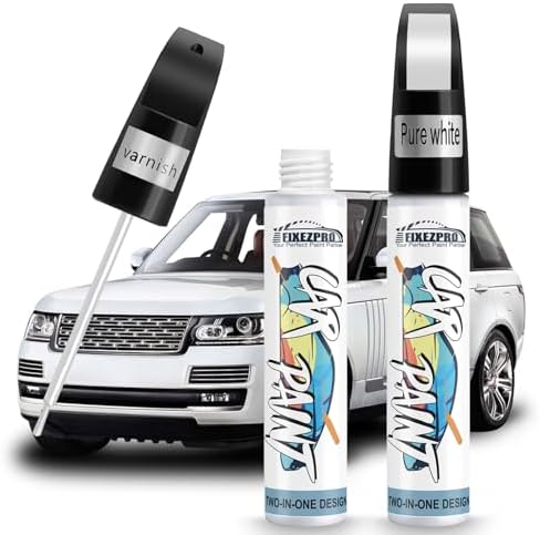 White Car Paint Touch Up, Car Scratch Repair Pen, Color Accurate Automotive Paint with Varnish Clear Coat Pen Quick and Easy Fix Vehicles Chip Rim Scuff Repair