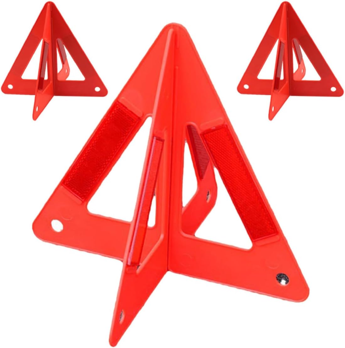 3pcs Collapsible Roadside Warning Triangle, Orange PVC Reflective Sign