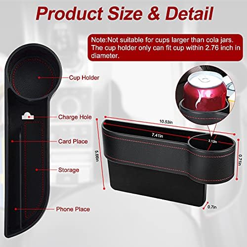 MORDEN MS 2 Pack Car Seat Gap Filler Organizer, Automotive Front Seat Storage with Cup Holder, Auto Console Side Extra Storage Boxes - Passenger & Driver Side