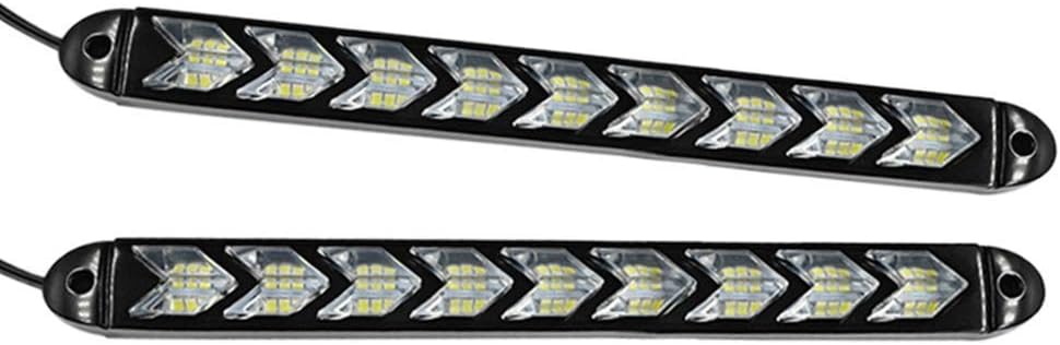 SOCAL-LED LIGHTING Arrow LED DRL Switchback Strips 10" (25cm) 12V Sequential Flashing Turn Signal Lights, Dual-Color Amber White, Pack of 2