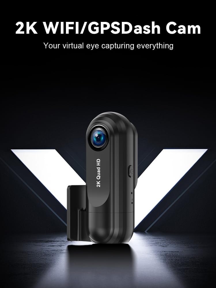 Dash Cam Front with 32G SD Card, CHORTAU 2K FHD Car Driving Recorder 1.47'' IPS Screen 170°Wide Angle Camera for Cars with APP, Night Vision,24H Parking Mode, Loop Recording, Motion Detection