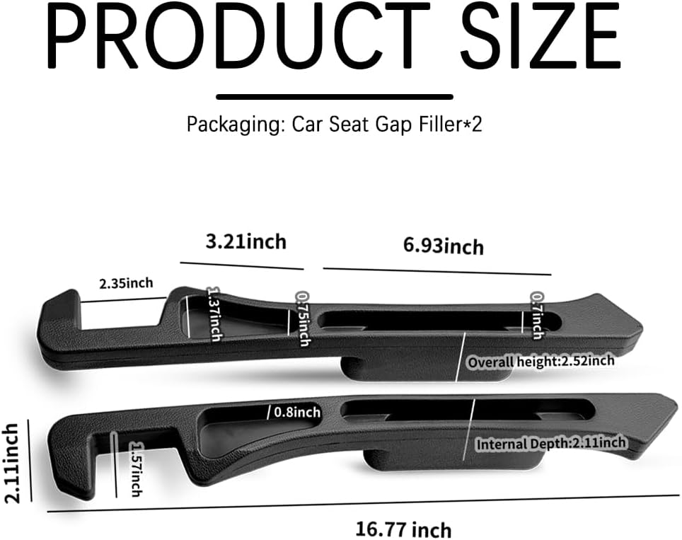2PCS Deepened No Drop Car Seat Gap Filler Organizer