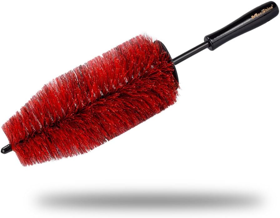 Maxshine Universal 10” Wheel & Rim Brush – Soft Bristle Scratch-Free Car Detailing Brush with Comfort Grip & Knuckle Guard – Tire, Spoke, Lug Nut & Brake Dust Cleaner for Cars, Trucks, SUVs & Boats