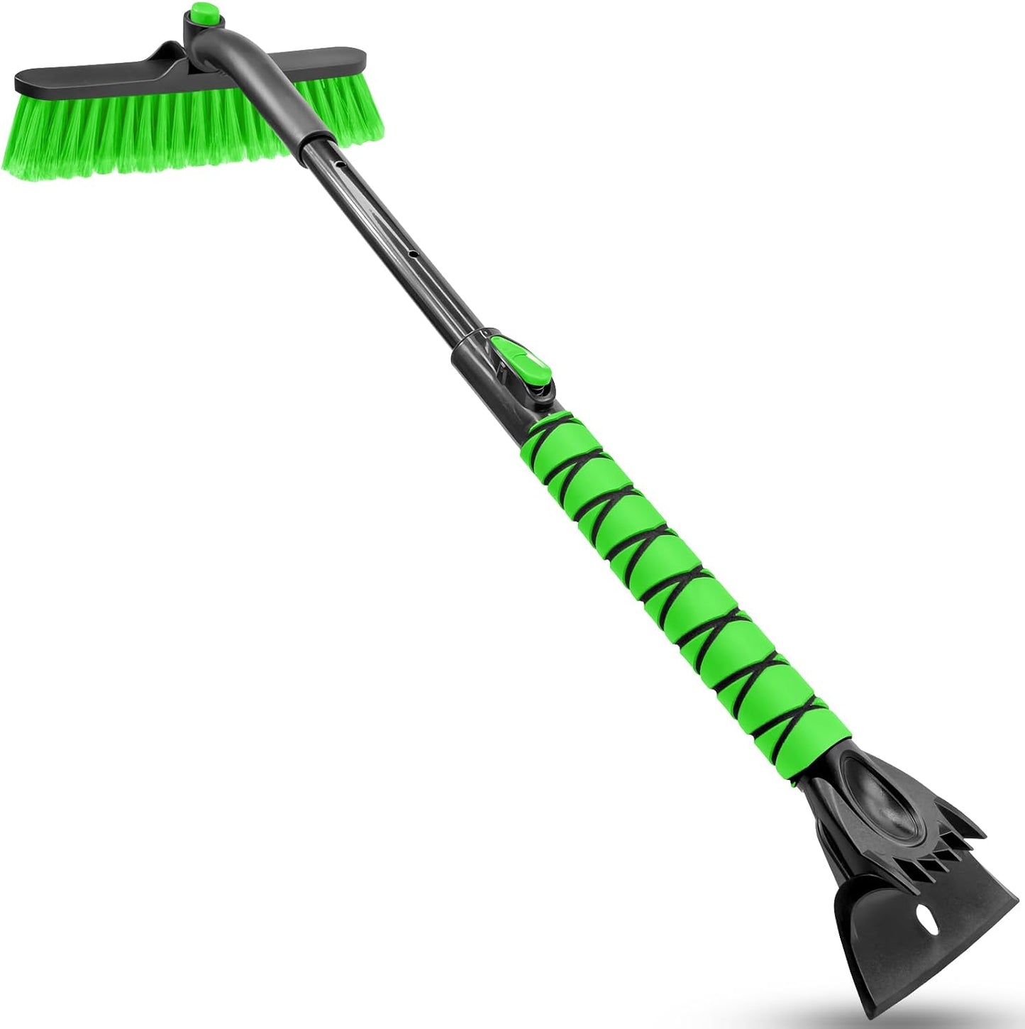 HEEYA Snow Brush for Car, Extendable Snow Brush and Ice Scraper with Foam Grip, Car Window Scraper for Snow and Ice for SUV Truck Auto RV Vehicle Windshield - Green