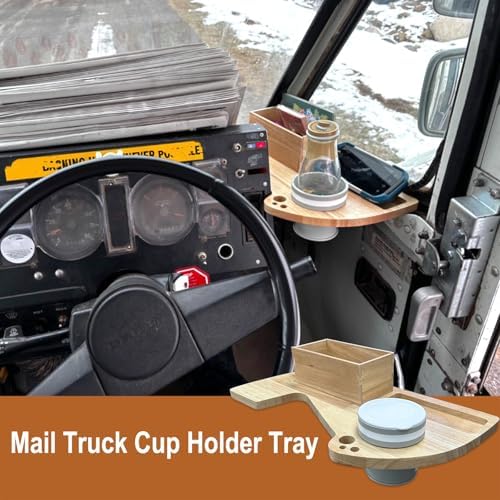 Cup Holder Tray for USPS Mail Carrier/LLV, 2 in 1 Detachable Postal Mail Truck Car Cup Holder Tray, Holds Cup,Scanner,Pen,Marker and A Box for the Forms, Gift for Mailers