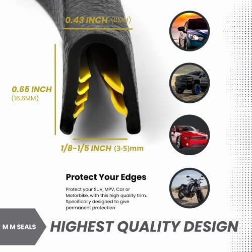 Edge Trim Black Large, Fits Edge 1/4 Inch, Length 10 Feet (3.05 Meter)