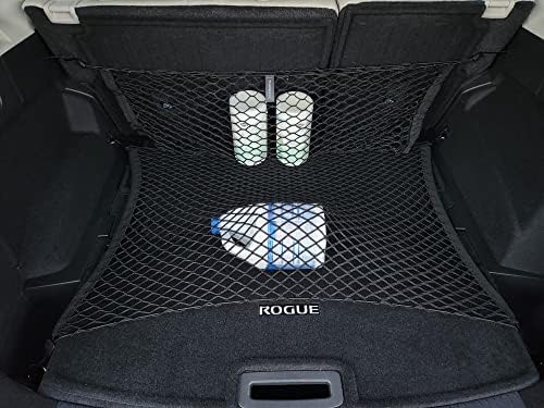 Floor + Back Seat Style Automotive Elastic Trunk Mesh Cargo Net for Nissan Rogue 2021-2026 - Premium Trunk Organizer and Storage - Luggage Net for Crossover - Best Car Organizer for Nissan Rogue