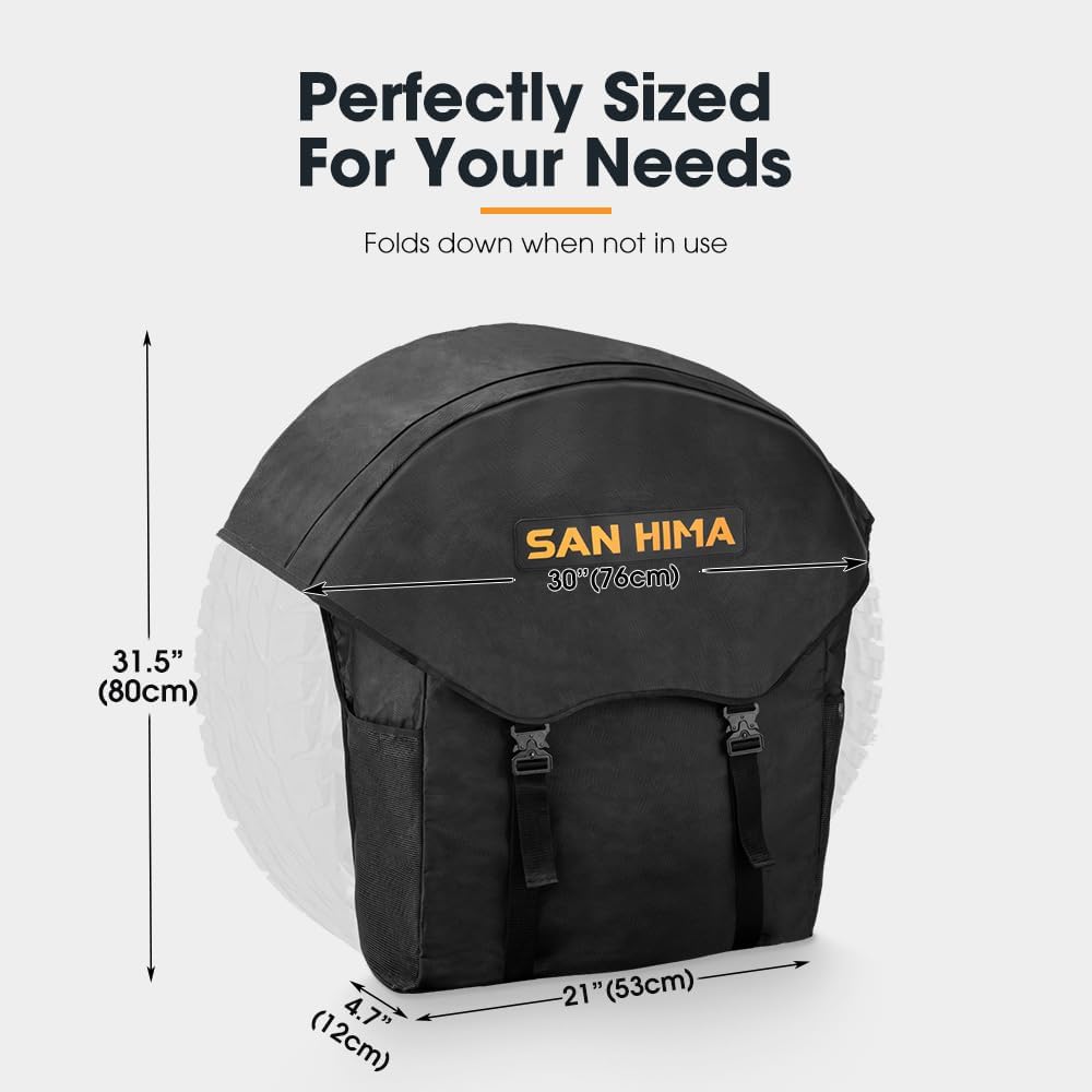 SAN HIMA Spare Tire Trash Bag 18.5 Gallons Fits 31''-35" Tire - Cargo Storage Bag w/Reflective Strips for Off-Road 4x4 4WD Truck SUV Car