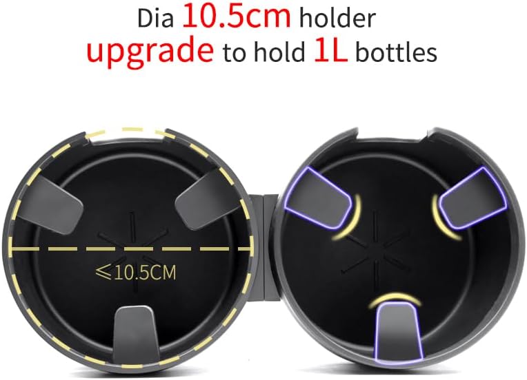 Dual Car Cup Holder Expander with Adjustable Base