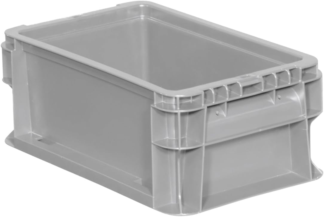 Buckhorn SW120705F101000 Plastic Straight Wall Storage Container Tote, (12-Inch x 7-Inch x 5-Inch), Light Gray