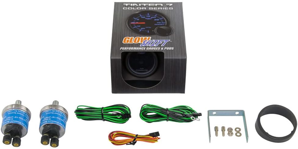 GlowShift Tinted 7 Color 220 PSI Dual Digital Air Pressure Gauge Kit