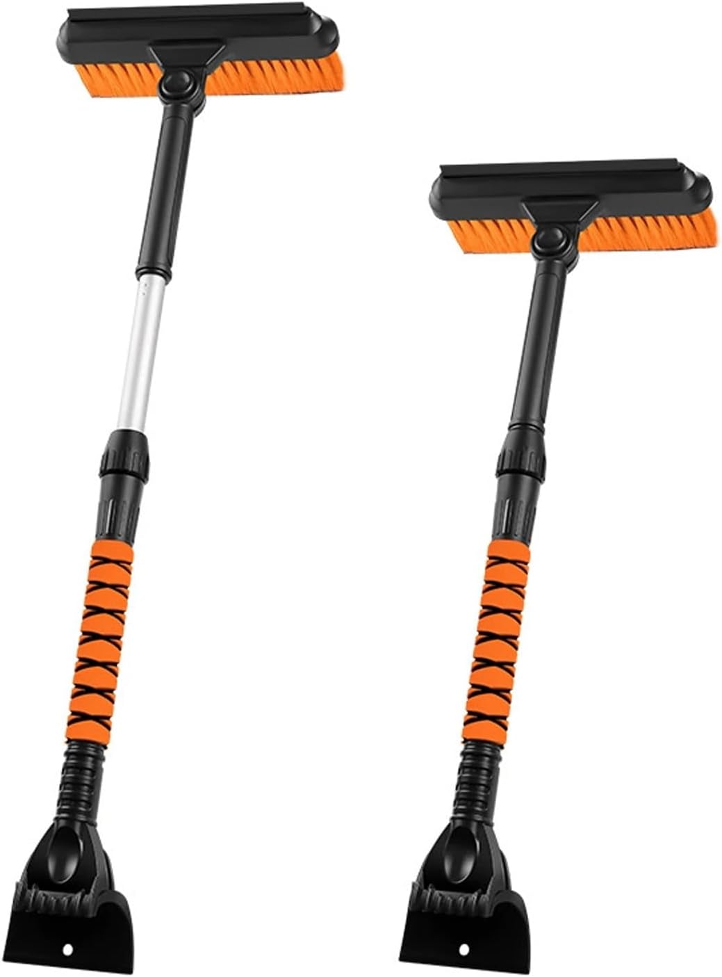Car Snow Brush Ice Scraper with Foam Grip 2 in 1 Extendable Car Windshield Snow Scraper for Truck SUV Snow Removal (Orange)