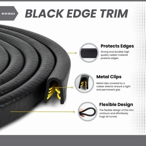 Edge Trim Black Large, Fits Edge 1/4 Inch, Length 10 Feet (3.05 Meter)