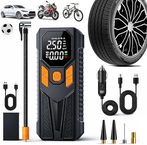 Brodys Tire Inflator Air Compressor, 6000mAh Cordless/12V DC 150PSI Pump