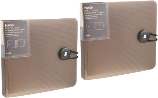 Cd Dvd Storage Binder 2 Pack 12-Slot Cd Holder Case with Soft Interior Buckle Rope Closure Portable Disc Organizer Wallet for Travel Car Console 6.18 X 5.51 X 1.57 in
