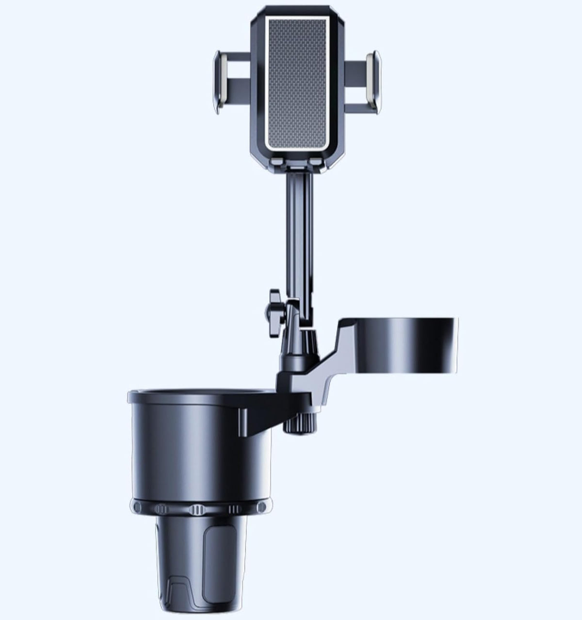 4 Styles Multifunctional Options Automatic Car Cup Holder/Tray/Phone Holder Expander,Adjustable Arms & Extendable Base Insert,360°rotation， Compatible with Phones and Most Bottles (phone-double cup)