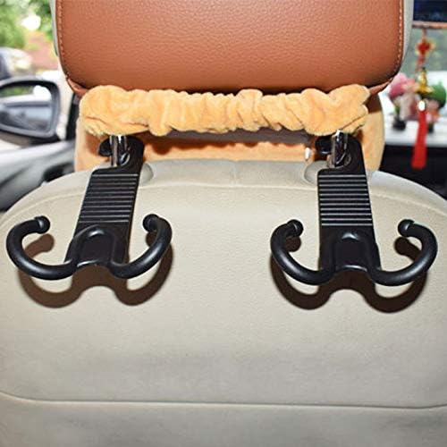 2 Pack Premium Car Back Seat Hooks for Headrest Hanger Holder Hang Purse Grocery Bag Handbag Hat Cloth Coat