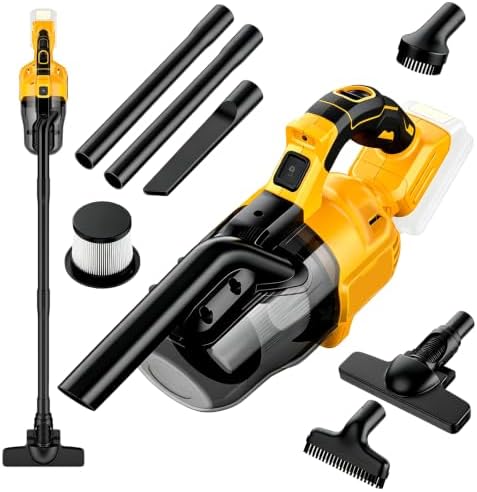 Cordless Vacuum Cleaner for Dewalt 20V Power Tools,Handheld Vac 100 AW,55CFM with Multi Attachment,HEPA Filter for Travel Van,Car Floor Carpet,Pet Hair Debris (Bare Tool)